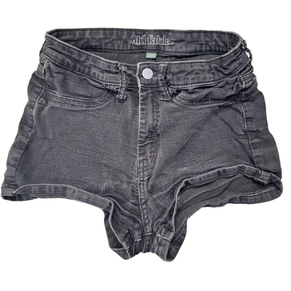 Wild Fable Shorts High Waisted‎ Black Gray Denim Womens 6 28R Hot Pants